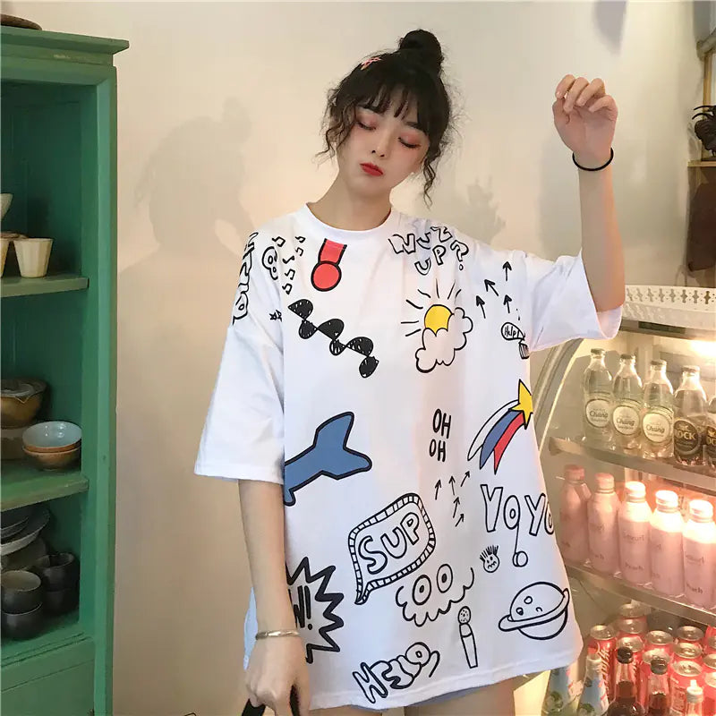 Oversized Comic Print T-Shirt