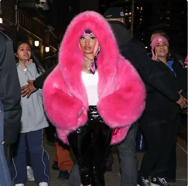 Faux Fox Fur Hooded Coat