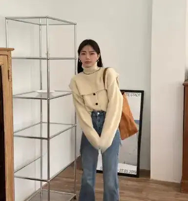 Loose Fitting High Neck Shawl Top - FASHION FLOOD