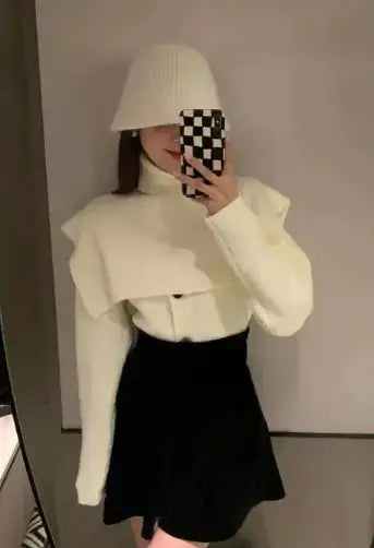 Loose Fitting High Neck Shawl Top - FASHION FLOOD