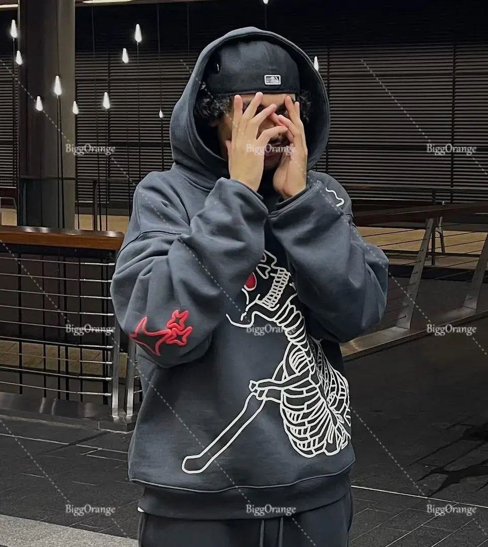 Oversized Skull Print Hoodie