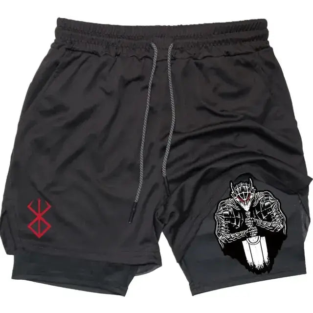 Berserk Anime Quick Dry Performance Multiple Pockets Sports Shorts