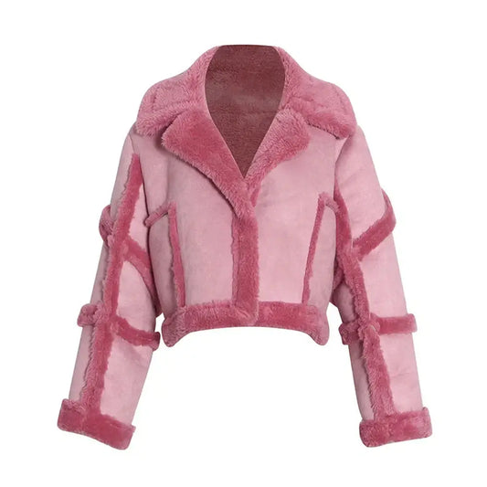 Panel Buttoned Lamb Fleece Top - FASHION FLOOD
