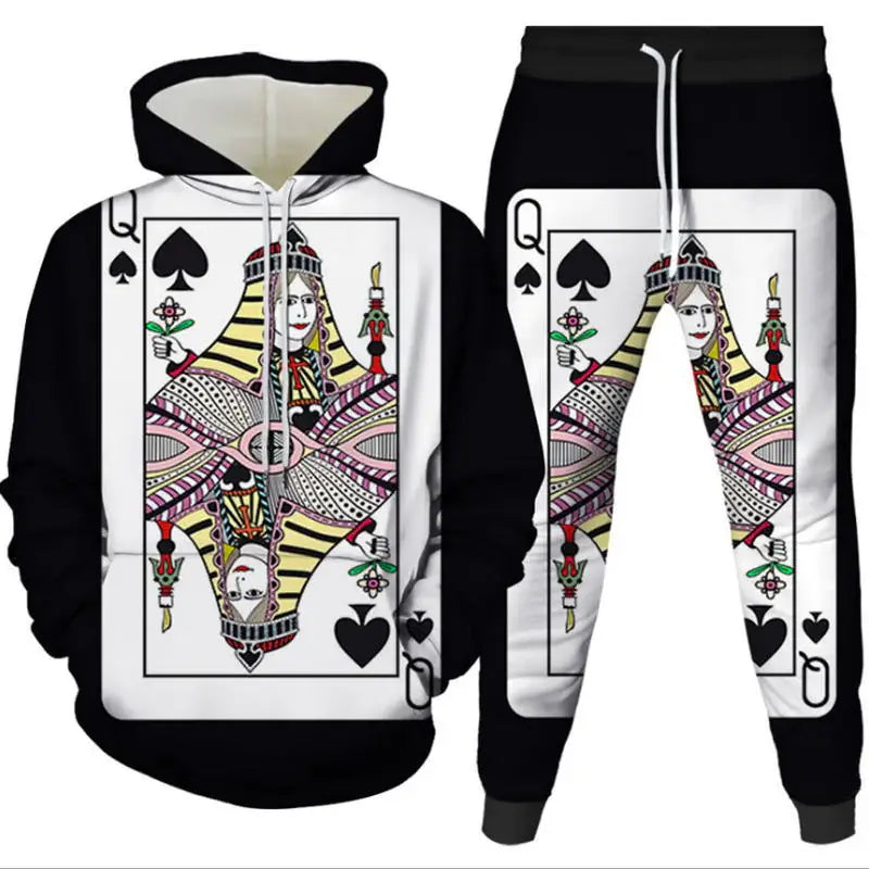 Two-Piece Digital Print Hoodie & Sweatpants