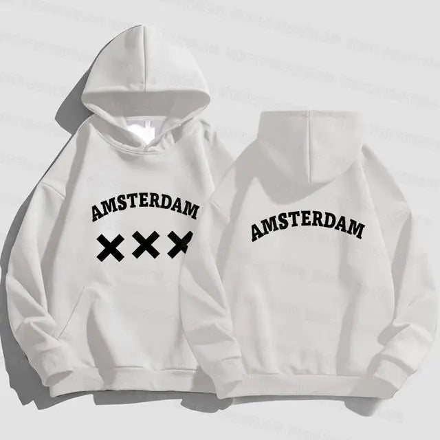 Amsterdam Unisex Hoodie - Black Oversized Sweatshirt