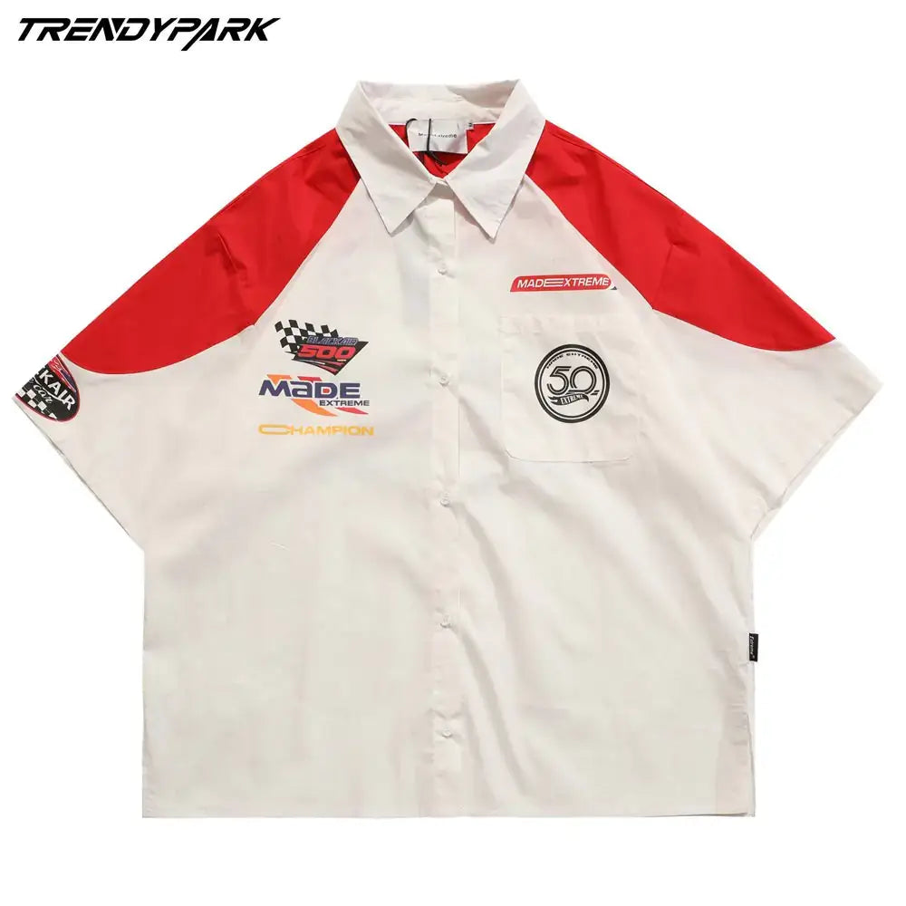 Retro Punk Patchwork Oversized Shirt - FASHION FLOOD