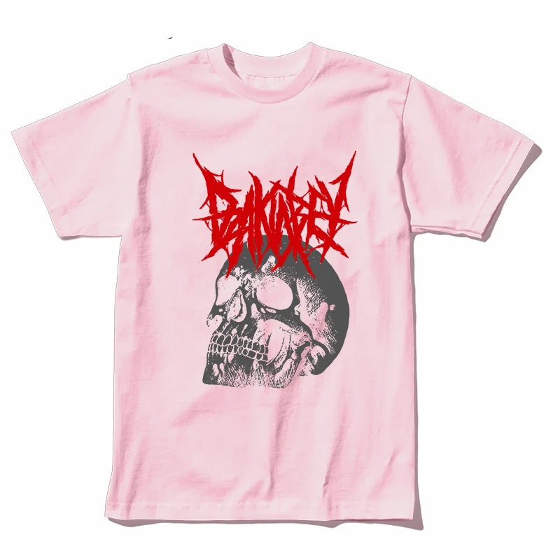 Coolmind U0009-T2 Skull Print Graphic Men T Shrit Exclusive Graphic Men Tshirt Loose Unisex Tee Shirts Men