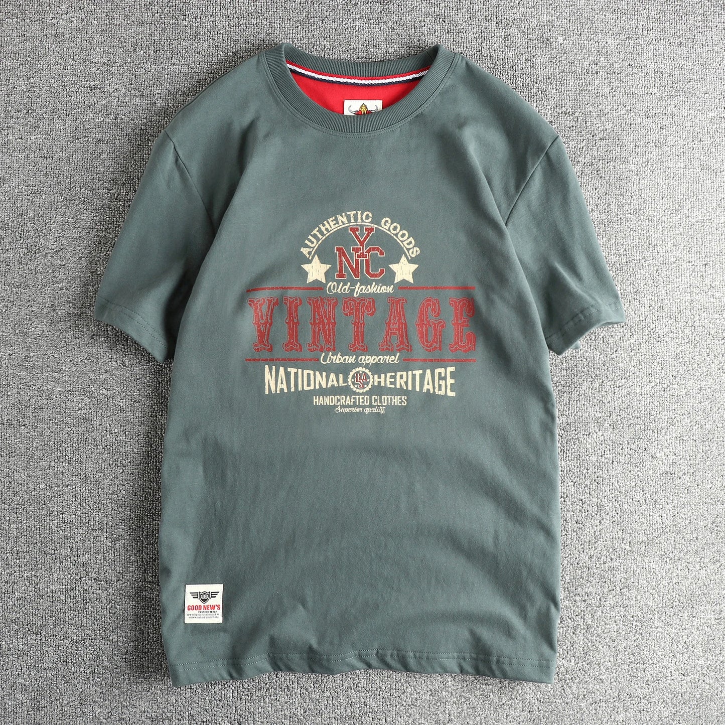 2025 Summer New American Retro Short Sleeve O-neck Letter Printed T-shirt Men's Fashion 100% Cotton Washed Casual Youth Tops