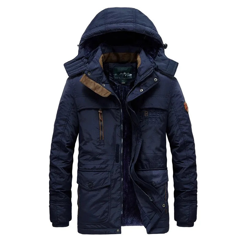 Ayrbao Men's tactical coat jacket knee length durable windproof autumn and winter casual daily wear trendy and versatile men's coat