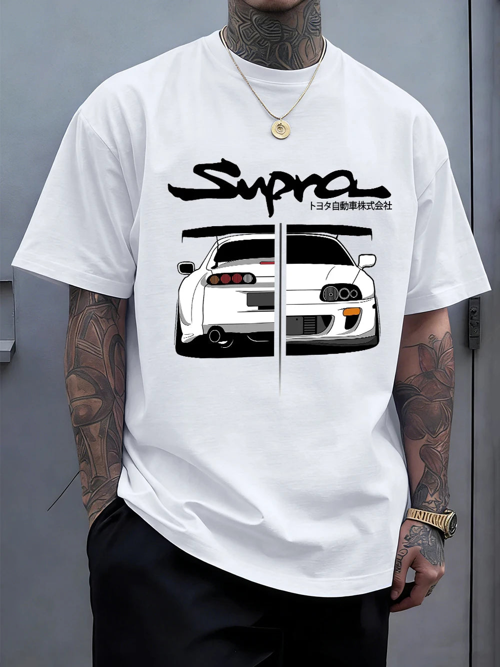Japanese Cool Car Puzzle Print Cotton T-Shirts Men Summer Short Sleeve T Shirt Soft Oversized O-Neck Tops Basic Male Clothes
