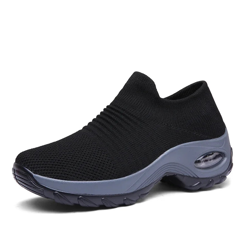 Women Sneakers Summer Fashion Black Sports Casual Shoes Breathable Mesh Lightweight Air Cushion Non-Slip Running Shoe Zapatillas