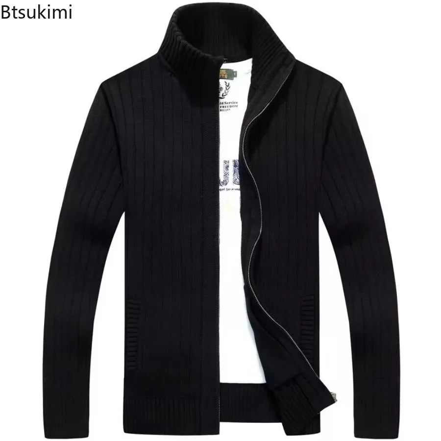 Men's Sweaters Knitted Jumpers Cardigan Solid Zipper Sweatercoat Loose Rompers Autumn New High Street Slight Strech Outerwear