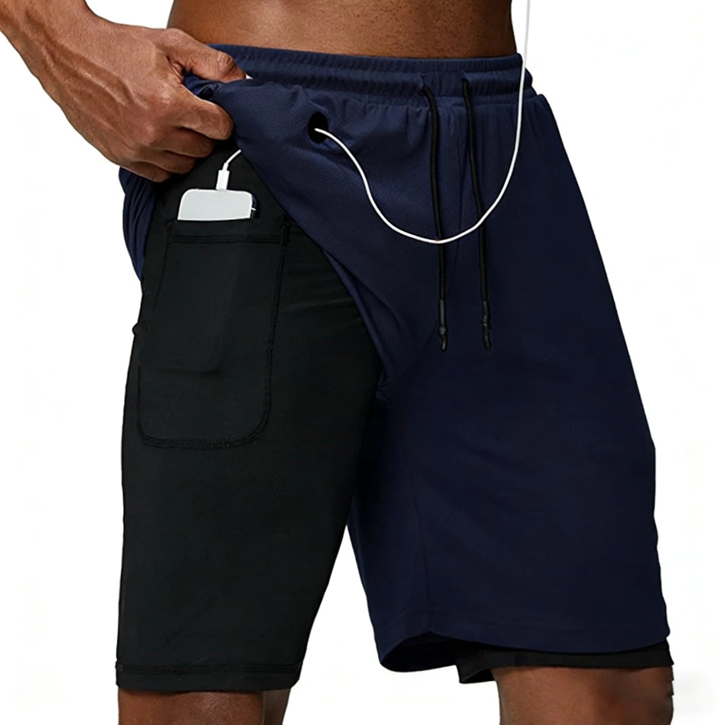 Casual Shorts Men Summer Sportswear Double-deck Male Shorts Gyms Fitness Homme Tracksuit Clothing Black Fashion Short Pants Men