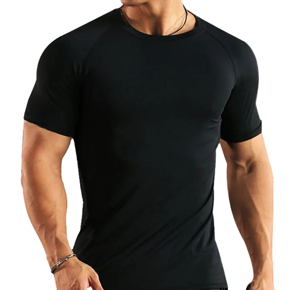 Men Compression Running T Shirts Shapewear Fitness Tight Short Sleeves Body Shaper Training Jogging Shirts Gym Sportswear