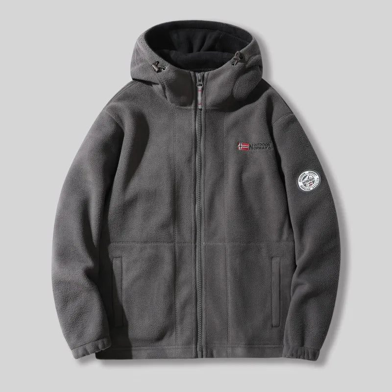 Ayrbao Winter New Men's Coat, Cold Resistant, Warm, Thick Fleece, Hooded Zipper, Loose Solid Color Jacket, Daily Casual Outdoor