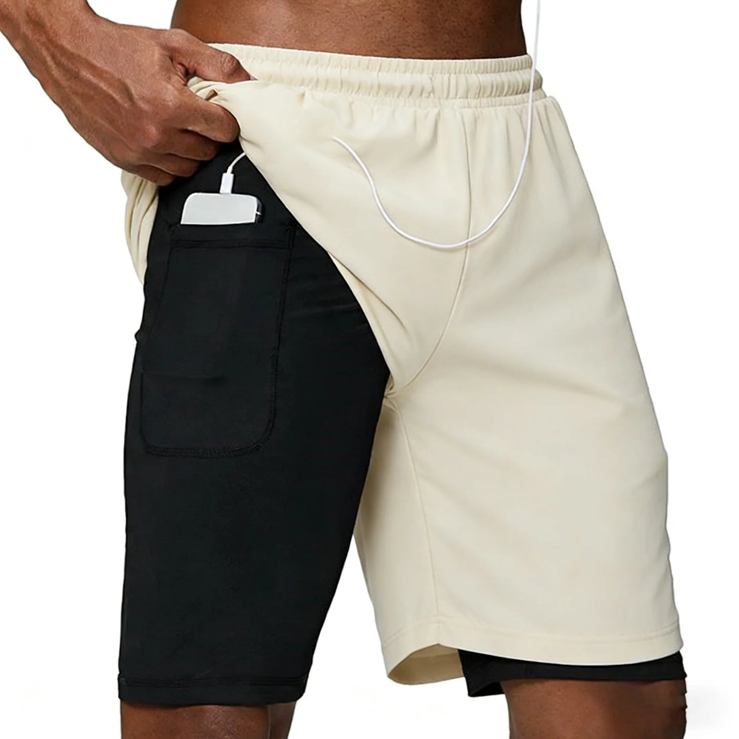 Casual Shorts Men Summer Sportswear Double-deck Male Shorts Gyms Fitness Homme Tracksuit Clothing Black Fashion Short Pants Men