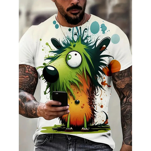 Funny 3D Animal Print Men's T Shirt Leisure Round Neck Short Sleeve Tops Street Hip Hop Style Summer Tees Fashion Loose Pullover