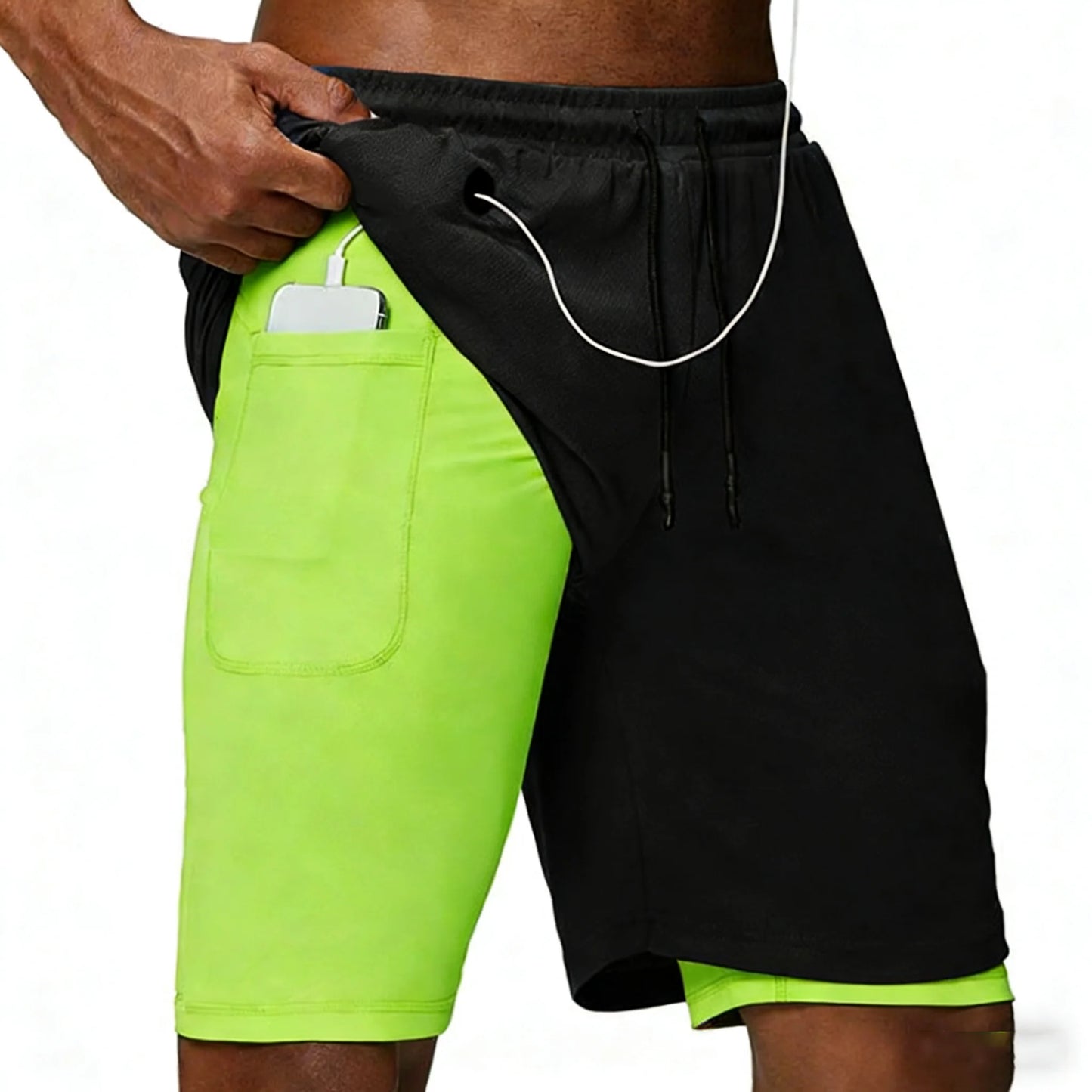 Casual Shorts Men Summer Sportswear Double-deck Male Shorts Gyms Fitness Homme Tracksuit Clothing Black Fashion Short Pants Men