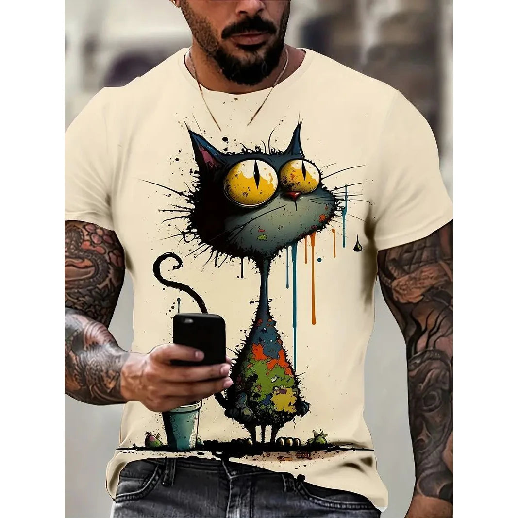Funny 3D Animal Print Men's T Shirt Leisure Round Neck Short Sleeve Tops Street Hip Hop Style Summer Tees Fashion Loose Pullover