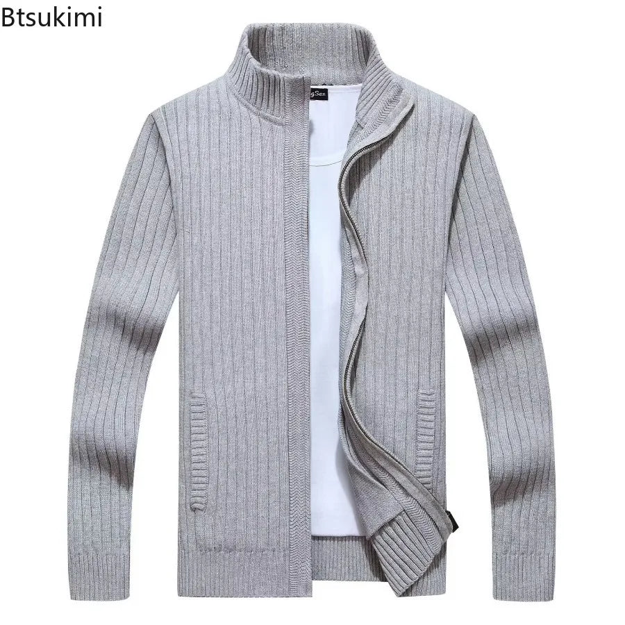 Men's Sweaters Knitted Jumpers Cardigan Solid Zipper Sweatercoat Loose Rompers Autumn New High Street Slight Strech Outerwear