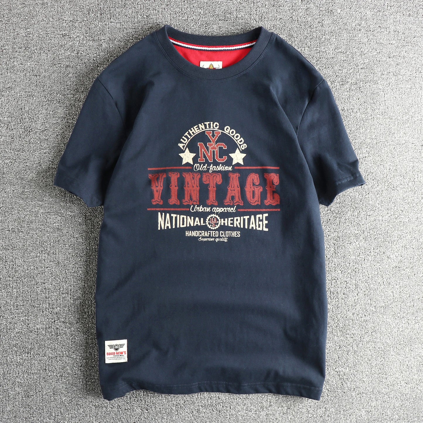 2025 Summer New American Retro Short Sleeve O-neck Letter Printed T-shirt Men's Fashion 100% Cotton Washed Casual Youth Tops
