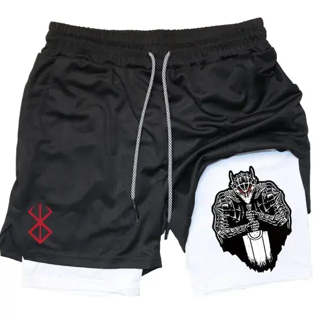 Berserk Anime Quick Dry Performance Multiple Pockets Sports Shorts