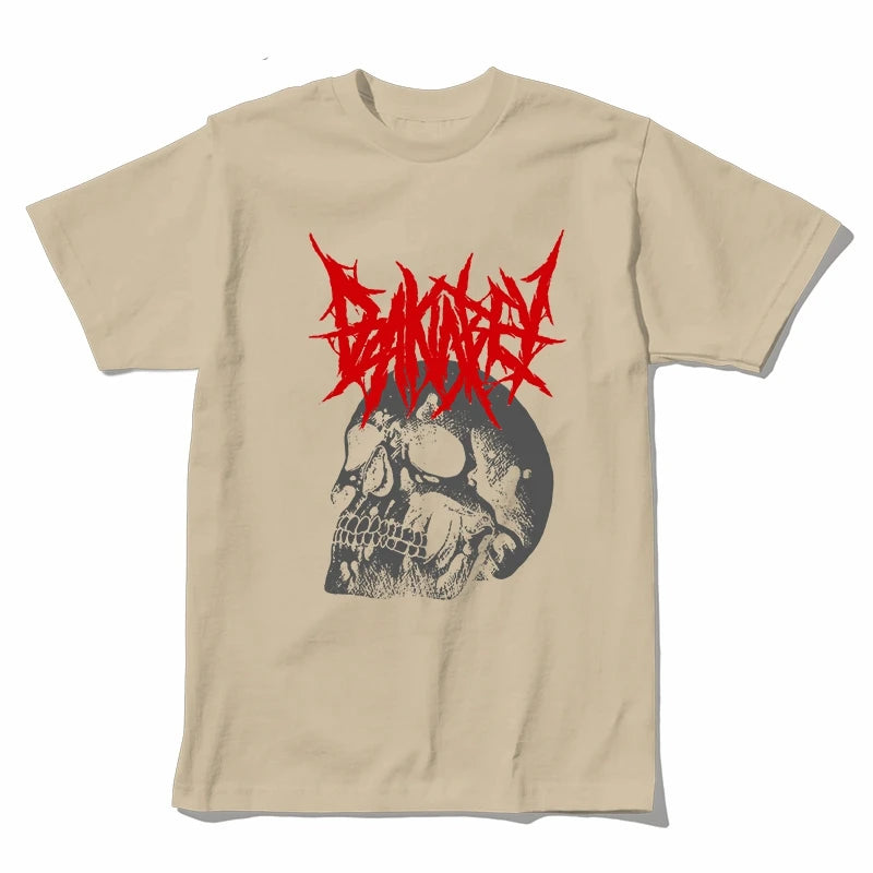 Coolmind U0009-T2 Skull Print Graphic Men T Shrit Exclusive Graphic Men Tshirt Loose Unisex Tee Shirts Men