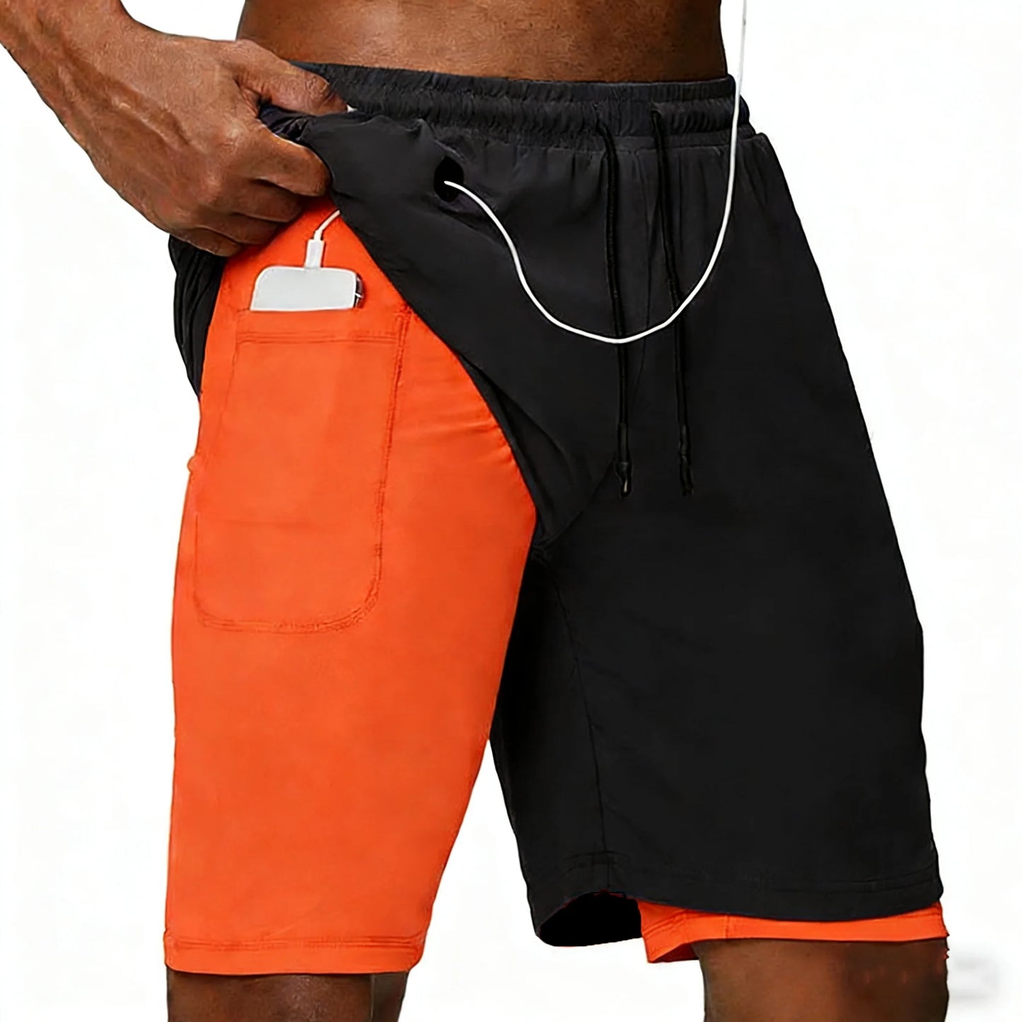 Casual Shorts Men Summer Sportswear Double-deck Male Shorts Gyms Fitness Homme Tracksuit Clothing Black Fashion Short Pants Men