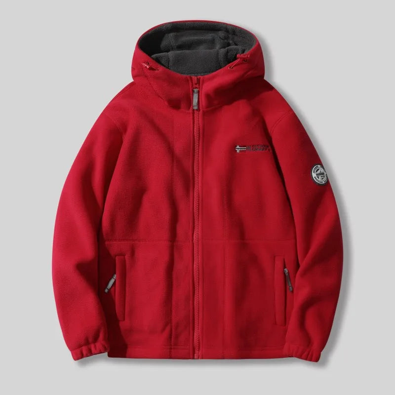 Ayrbao Winter New Men's Coat, Cold Resistant, Warm, Thick Fleece, Hooded Zipper, Loose Solid Color Jacket, Daily Casual Outdoor