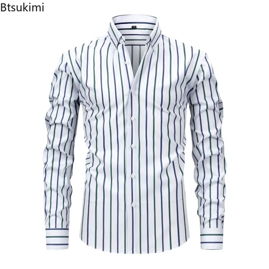 Long Sleeve Striped Business Office Formal Shirt High Quality Social Casual Slim Shirt