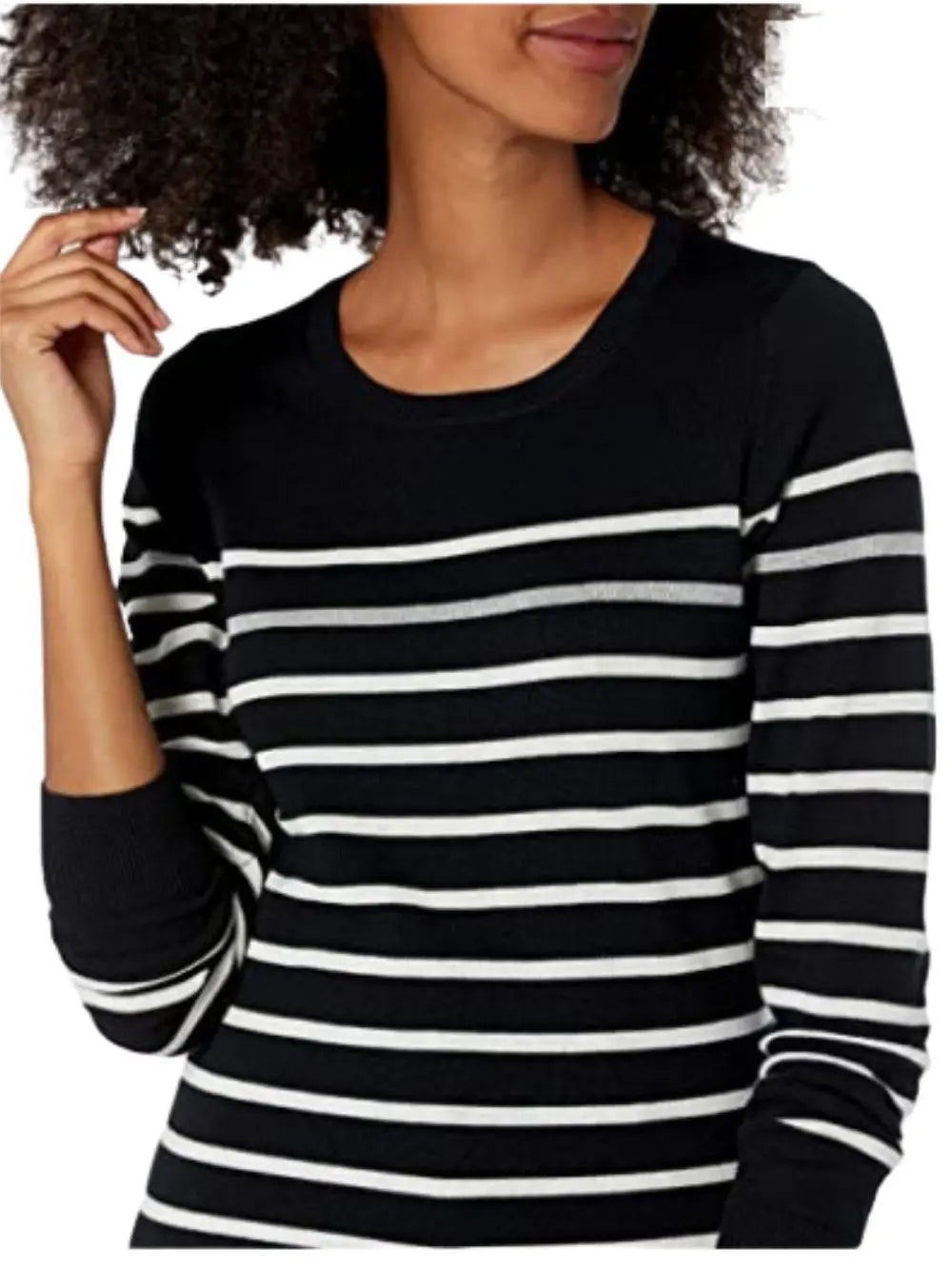 Women Sweaters Blouse Pullover Sweatshirt for Autumn Winter Stripe Sweater Shirt Black White ouc2552