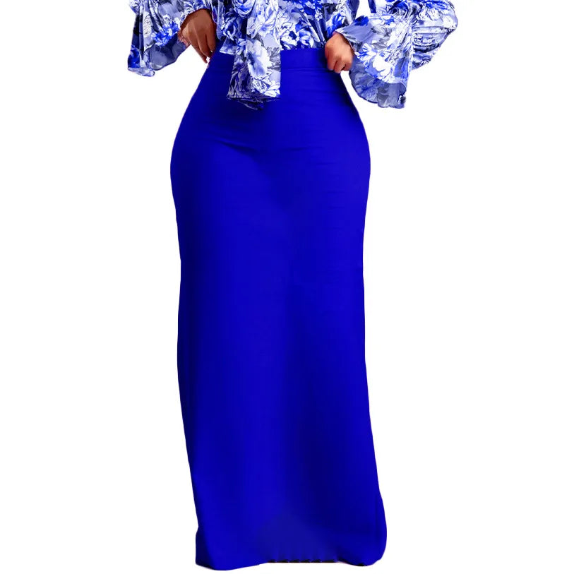 Elegant Long Skirts for Women High Waisted Solid Sheath Floor Length Female Birthday Party Dinner Wear Long Skirts Clothes 2024