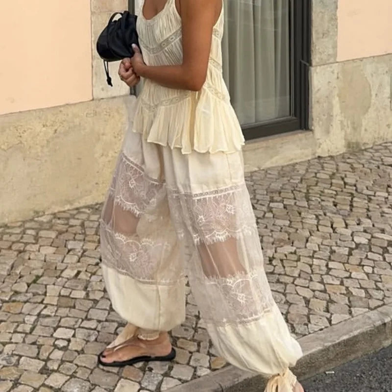 Ruffle Bloomer Pants Y2k Lace Patchwork Pettipants Bottoms Victorian Pantaloons Pants Under Dress Slips