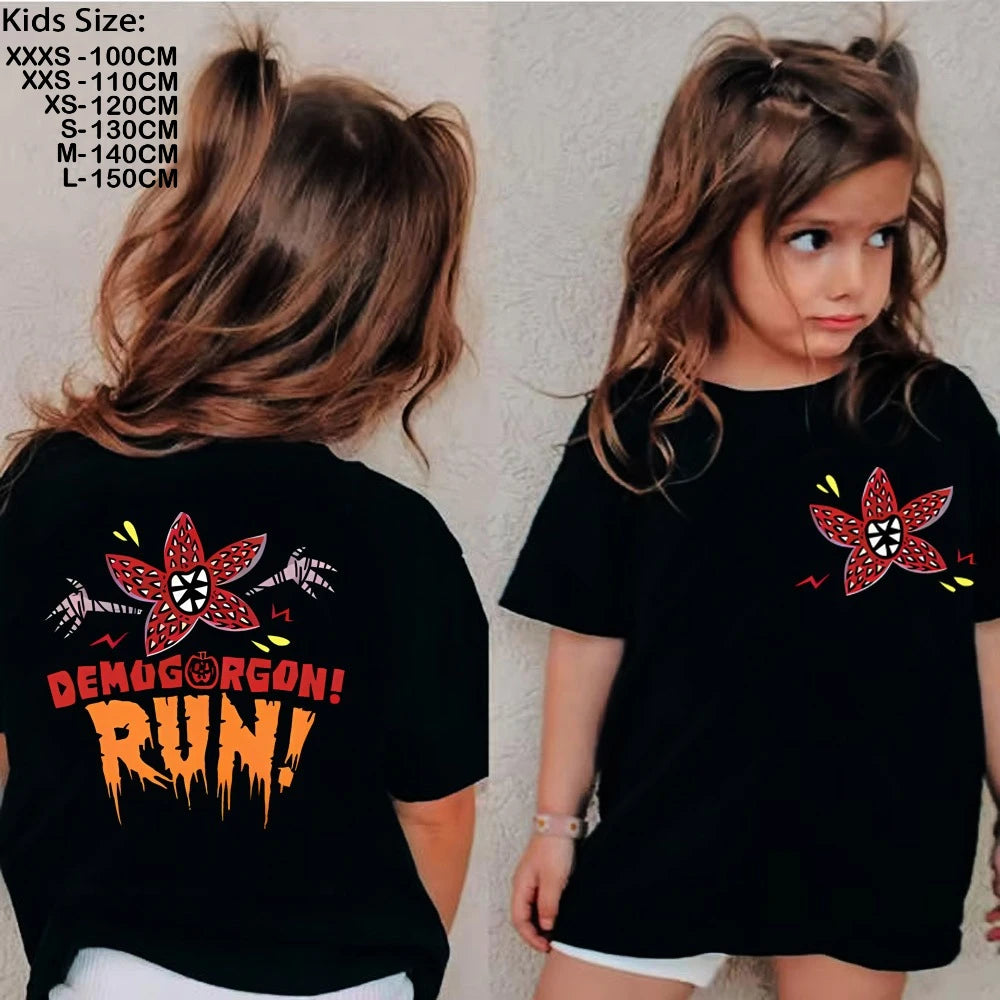 The Demogorgon Running Up That Hill T Shirt Boys Girls Kids Summer Cotton Short Sleeve Funny Cartoon Tshirt Graphic Tees Tops