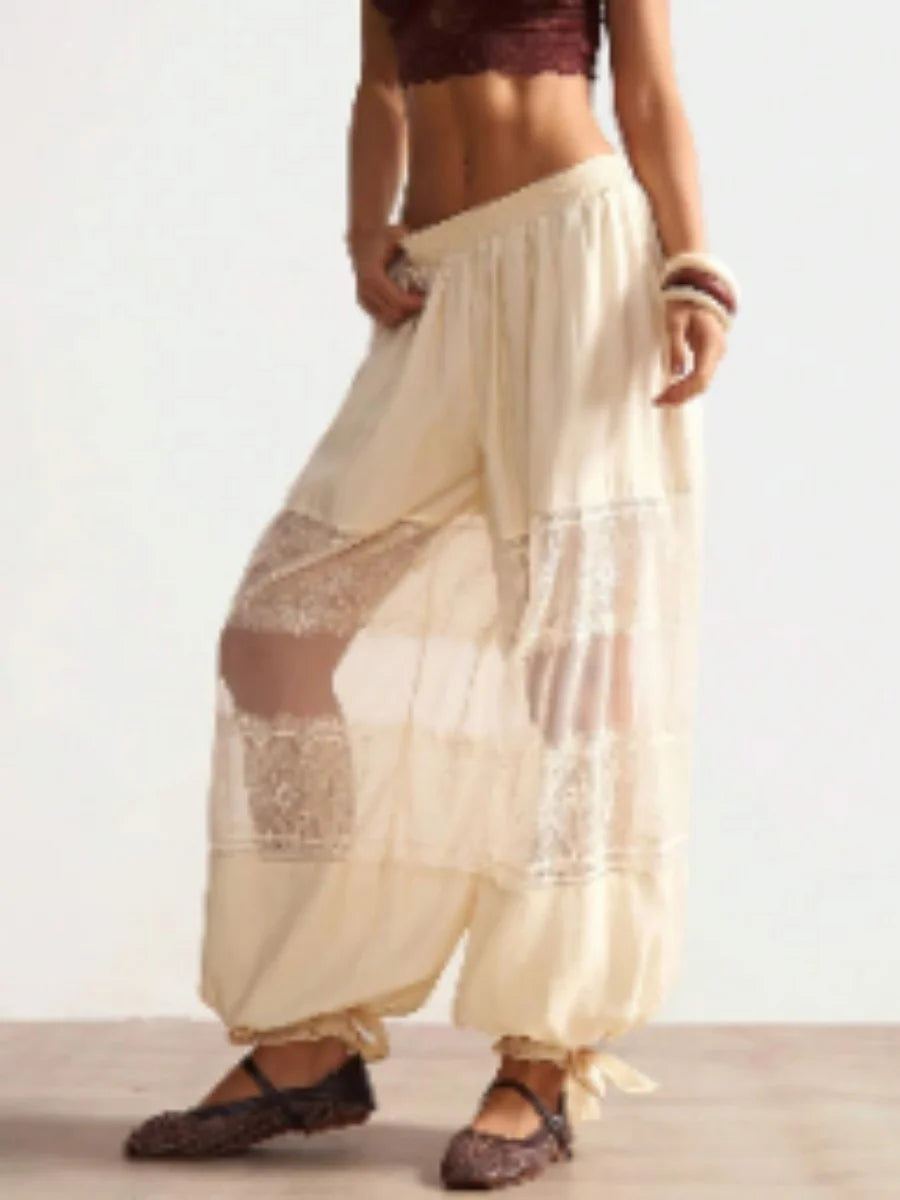Ruffle Bloomer Pants Y2k Lace Patchwork Pettipants Bottoms Victorian Pantaloons Pants Under Dress Slips