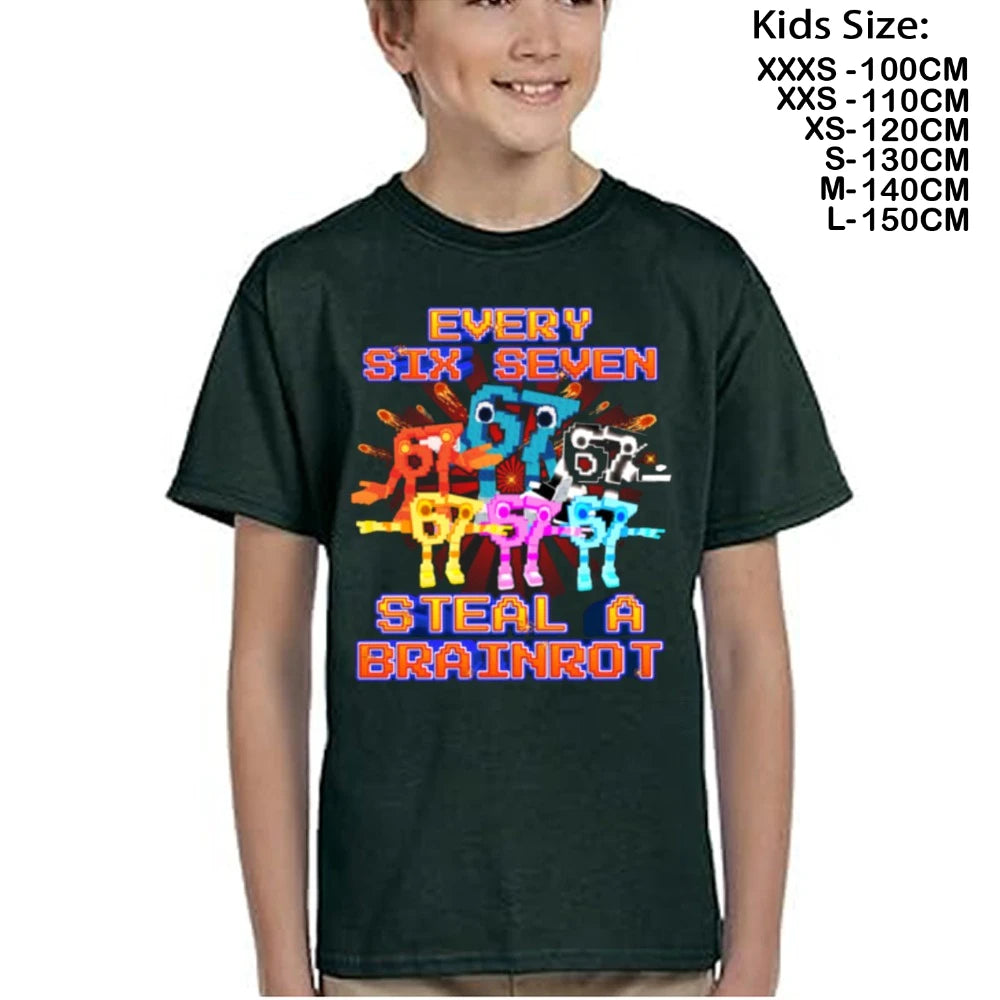 67 brainrot Meme Steal A BrainRot Italian Cartoon T-shirt  Kids Children Summer Cotton Casual Tshirts Funny Tees T Shirts