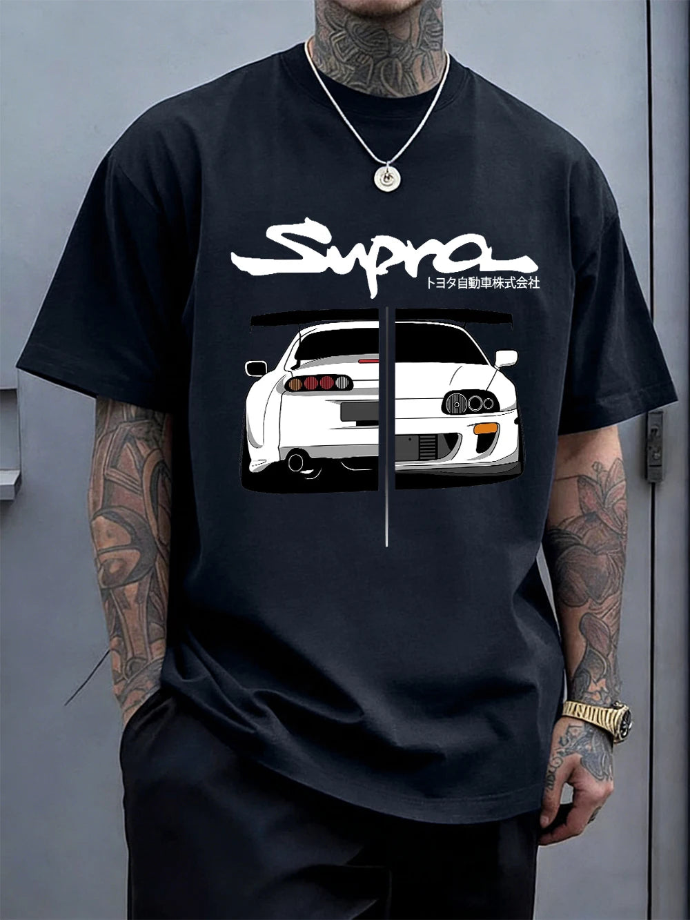 Japanese Cool Car Puzzle Print Cotton T-Shirts Men Summer Short Sleeve T Shirt Soft Oversized O-Neck Tops Basic Male Clothes