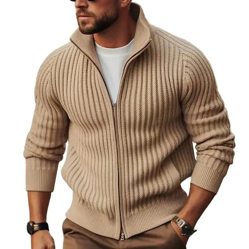 Men's Sweaters Knitted Jumpers Cardigan Solid Zipper Sweatercoat Loose Rompers Autumn New High Street Slight Strech Outerwear