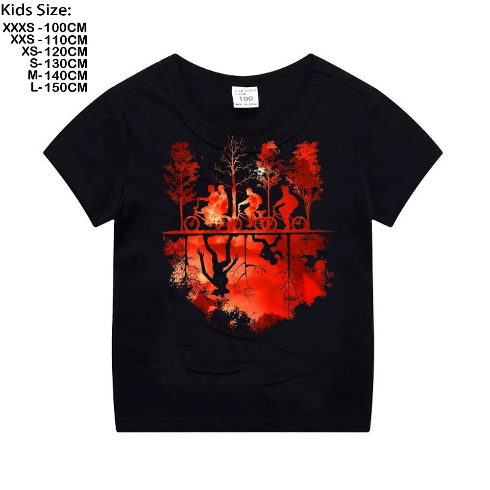 The Demogorgon Running Up That Hill T Shirt Boys Girls Kids Summer Cotton Short Sleeve Funny Cartoon Tshirt Graphic Tees Tops