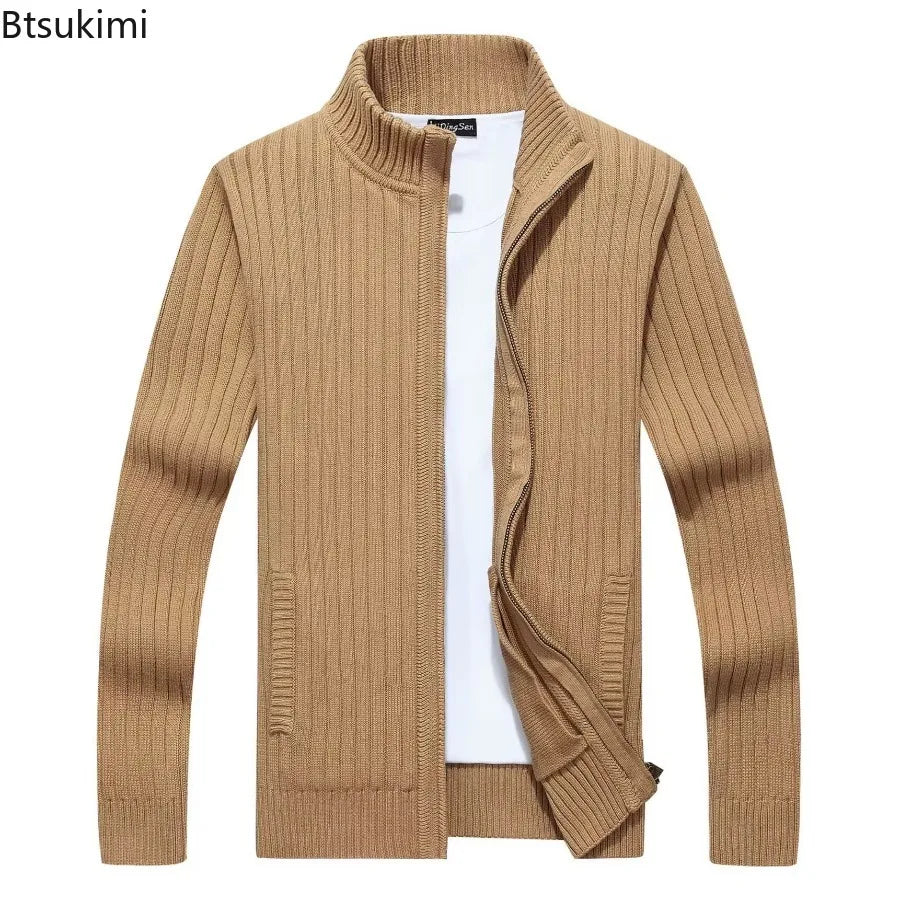 Men's Sweaters Knitted Jumpers Cardigan Solid Zipper Sweatercoat Loose Rompers Autumn New High Street Slight Strech Outerwear