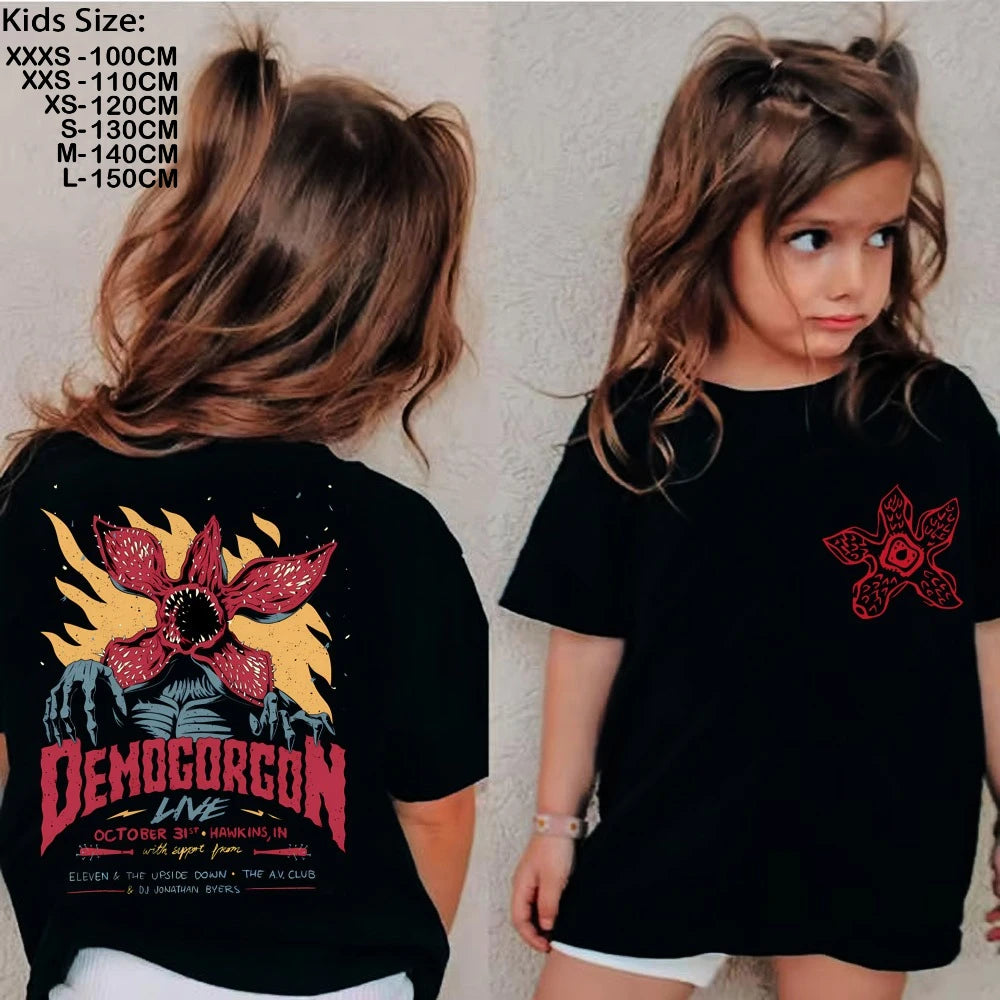 The Demogorgon Running Up That Hill T Shirt Boys Girls Kids Summer Cotton Short Sleeve Funny Cartoon Tshirt Graphic Tees Tops