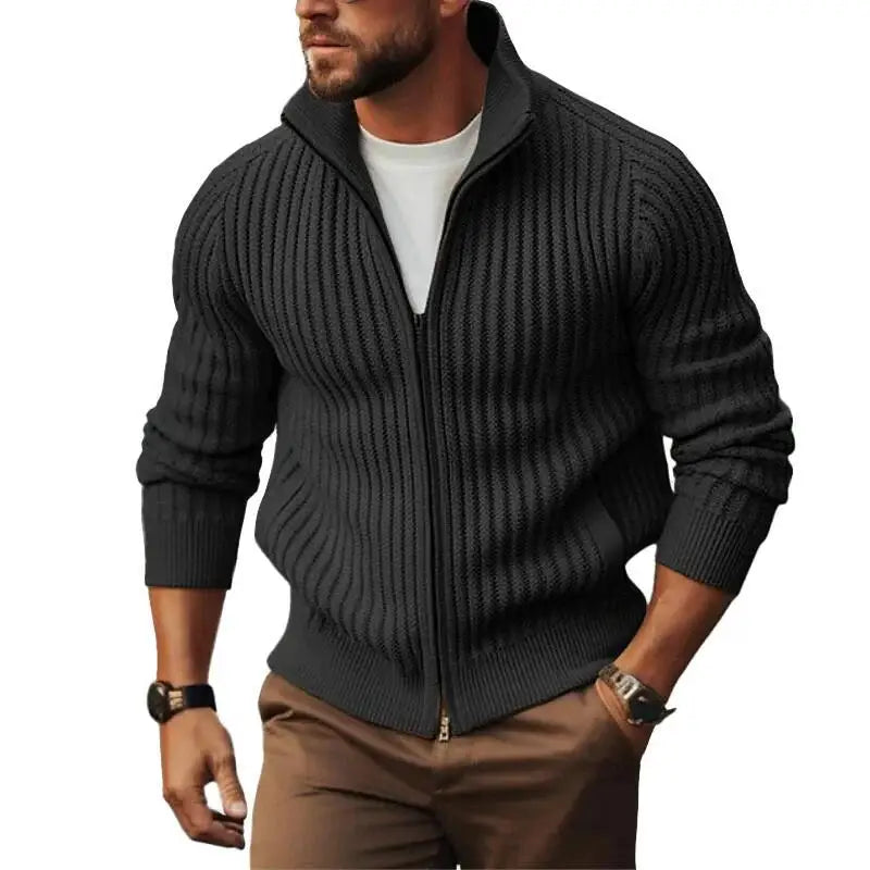 Men's Sweaters Knitted Jumpers Cardigan Solid Zipper Sweatercoat Loose Rompers Autumn New High Street Slight Strech Outerwear