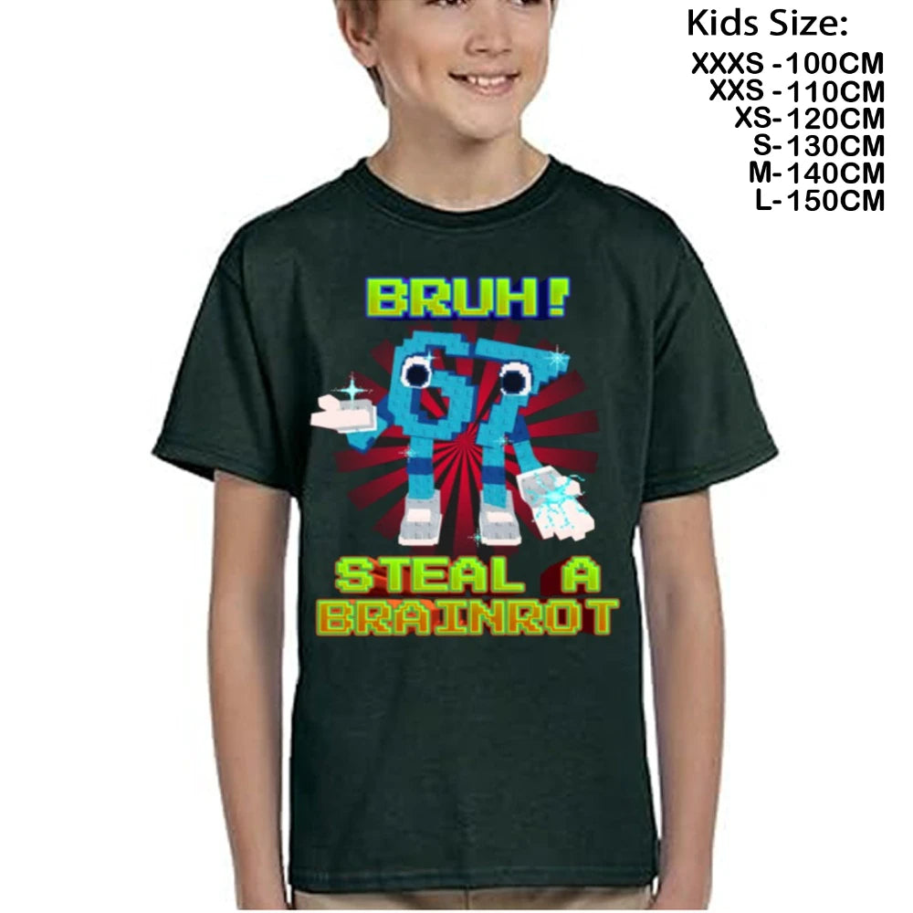 67 brainrot Meme Steal A BrainRot Italian Cartoon T-shirt  Kids Children Summer Cotton Casual Tshirts Funny Tees T Shirts