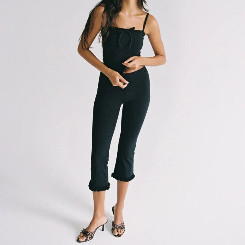 Low Rise Elastic Waist Capri Pants Y2k Knee Length Cropped Leggings 00s Summer Dot Print Crop Tights Bottoms Streetwear