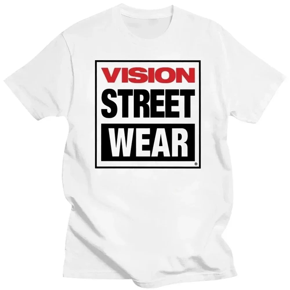 Cotton Unisex Vision Street Wear T-Shirt Vision Street Wear T-Shirt Blanks Vintage Summer Top Fitted T Shirt
