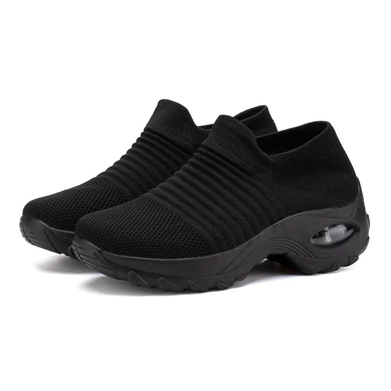Women Sneakers Summer Fashion Black Sports Casual Shoes Breathable Mesh Lightweight Air Cushion Non-Slip Running Shoe Zapatillas