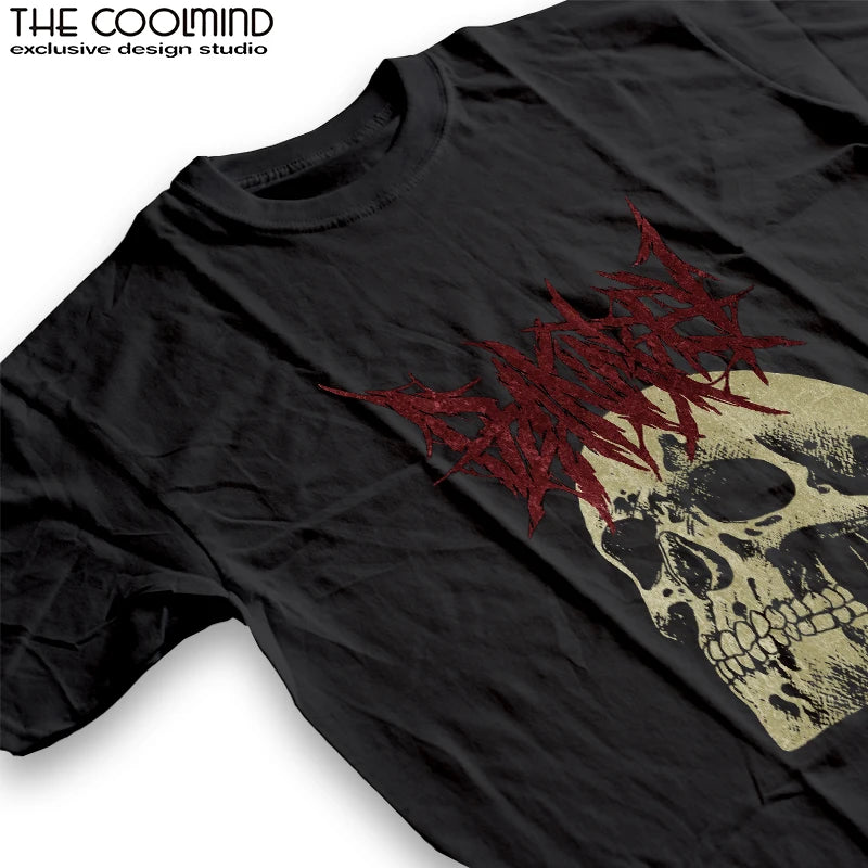 Coolmind U0009-T2 Skull Print Graphic Men T Shrit Exclusive Graphic Men Tshirt Loose Unisex Tee Shirts Men