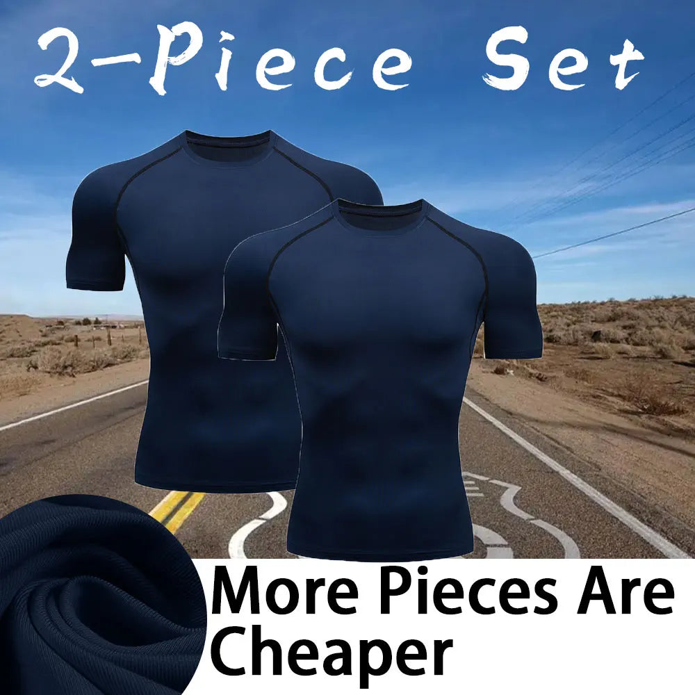 Men's Compression Shirts Summer Short Sleeves Tees T-shirt Gym Workout Fitness Running Tops Undershirts Baselayer Sportswear