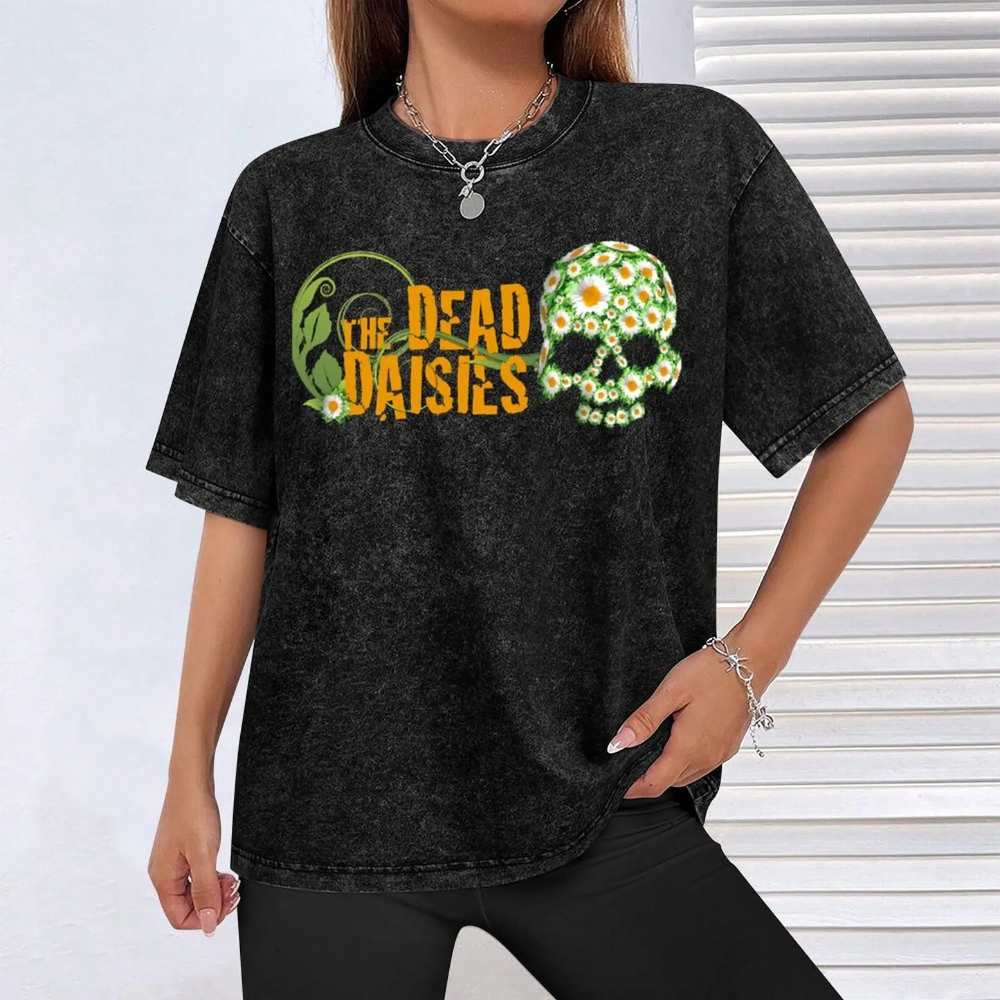 Retro The Dead Daisies Skull Hard Metal T-Shirt Christmas Theme Tee Top