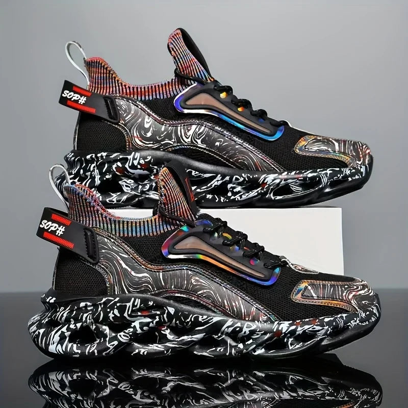 Men's Lace-Up Breathable Fabric Lightweight Casual Running Shoes